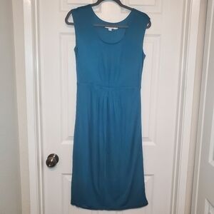 Boden Women's Scoop neck Pleated Detail Sleeveless Dress Sz 6L Silk Blend Teal